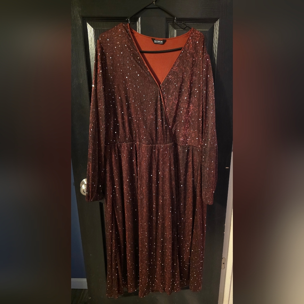 BloomChic Sparkling Maroon Long Sleeve Dress